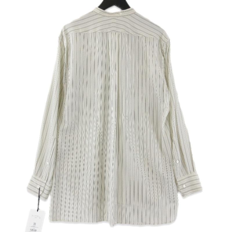 未使用 YLEVE イレーヴ ACETATE CUPRA STRIPE NO COLLOR SHIRT 170