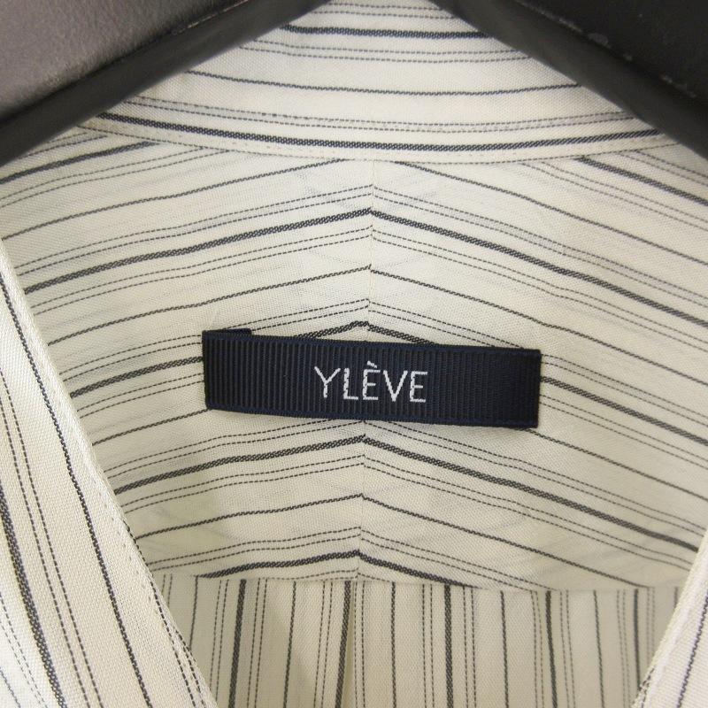 未使用 YLEVE イレーヴ ACETATE CUPRA STRIPE NO COLLOR SHIRT 170