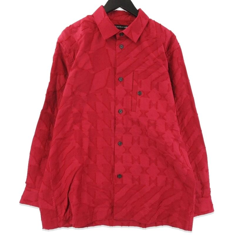 ISSEY MIYAKE MEN ジャガードシャツ サイズ3 美品 ISSEY MIYAKE MEN イッセイミヤケメン 長袖シャツ ME03FJ064
