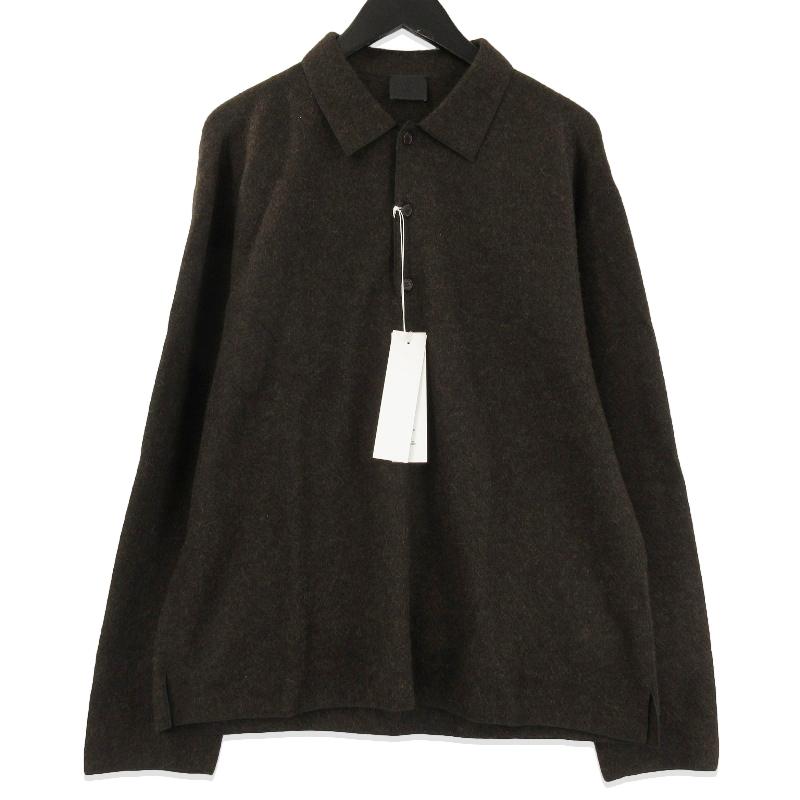 未使用 山内 ヤマウチ 縮絨アルパカニット 衿つきプルオーバー 24253