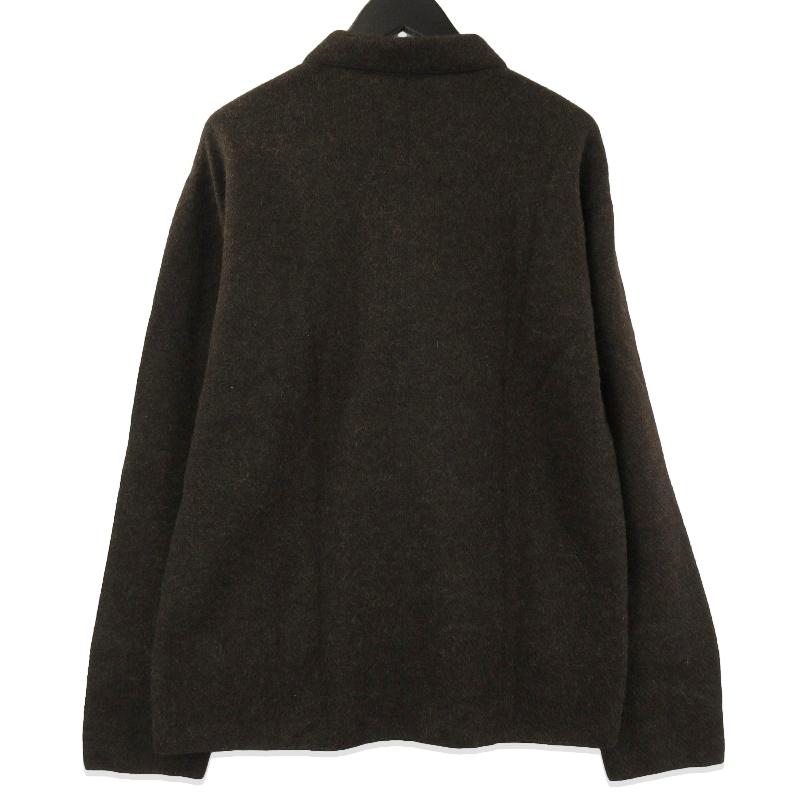 未使用 山内 ヤマウチ 縮絨アルパカニット 衿つきプルオーバー 24253