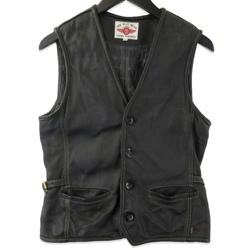極美品　フラットヘッド　ディアスキン　ベスト　サイズ40 M〜L The Flat Head（フラッドヘッド） フラットヘッド レザーベスト ディア