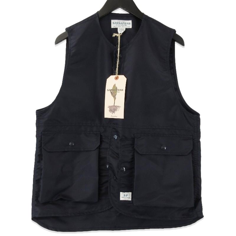 SASSAFRAS Whole Hole Vest Lサイズ 黒 SASSAFRAS Cultivator Vest Wool Like Tropical | kado〔カド オノミチ〕