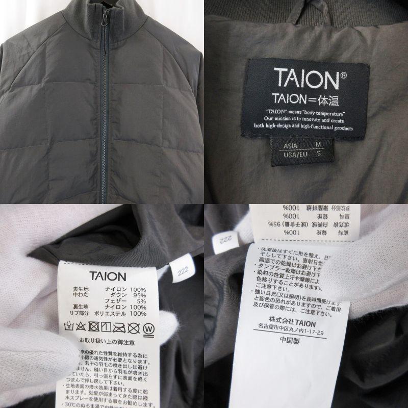 TAION タイオン ダウンジャケット キルティング ナイロン グレー M 