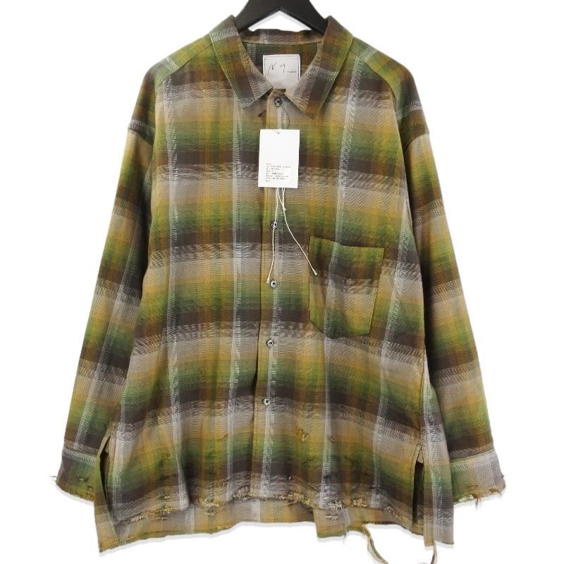 美品 ANCELLM アンセルム 長袖シャツ ANC-SH39 R/C CHECK CRASH LS 