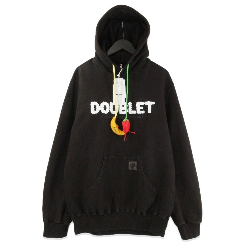 doublet ダブレット パーカー ブラック Lサイズ doublet/ダブレット/EMBROIDERED CHAIN ZIP-UP HOODIE | L.H.P