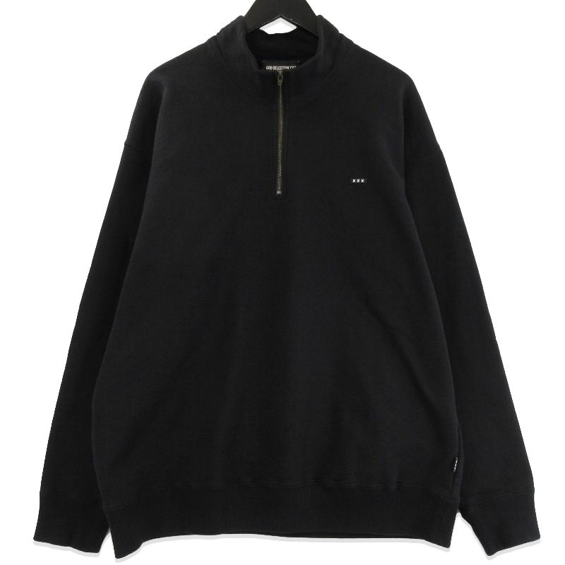 GOD SELECTION XXX ゴットセレクショントリプルエックス ハーフジップ スウェット プルオーバー 裏起毛 ブラック 黒 L 71015774 GOD SELECTION XXX ゴットセレクショントリプルエックス ハーフジップ