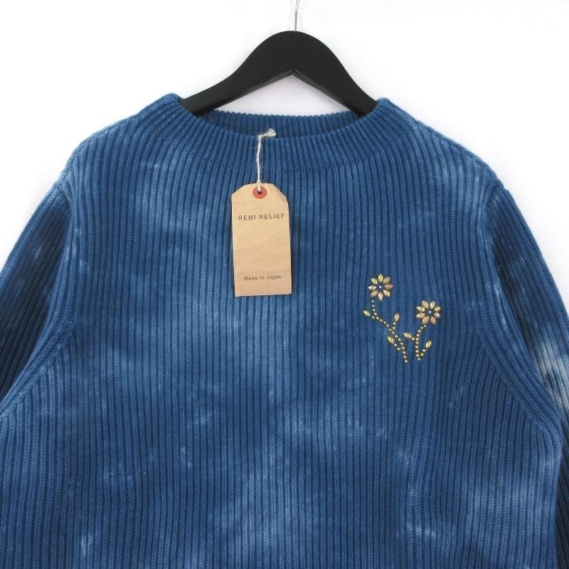 REMI RELIEF 美品 レミレリーフ ニットセーター RAWLIFE別注 フラワー 
