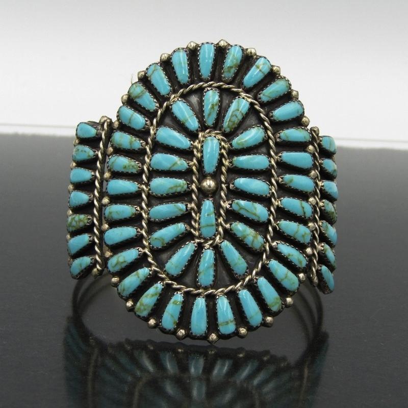 良品 Navajo ナバホ族 バングル ターコイズ クラスター S作