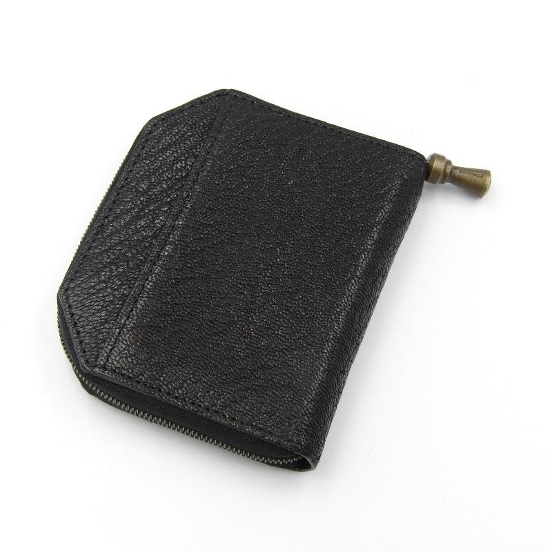 美品 postalco ケトルジッパー ウォレット シン ゴートスキン 黒 良品 POSTALCO ポスタルコ ミニ財布 ケトルジッパーウォレット