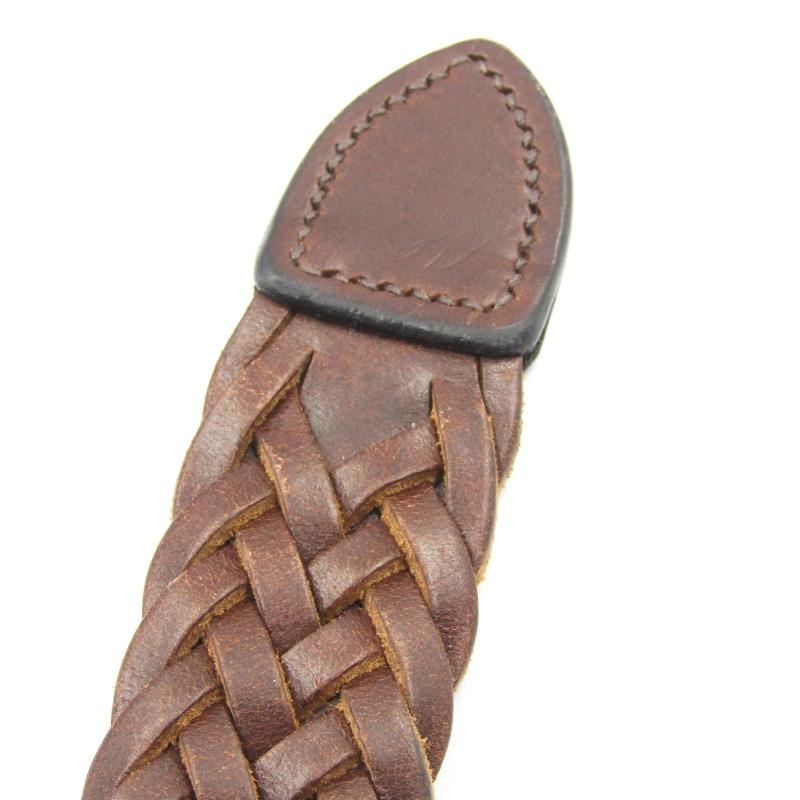 WILD SWANS ダークブラウン レザー ベルト 編み込みデザイン