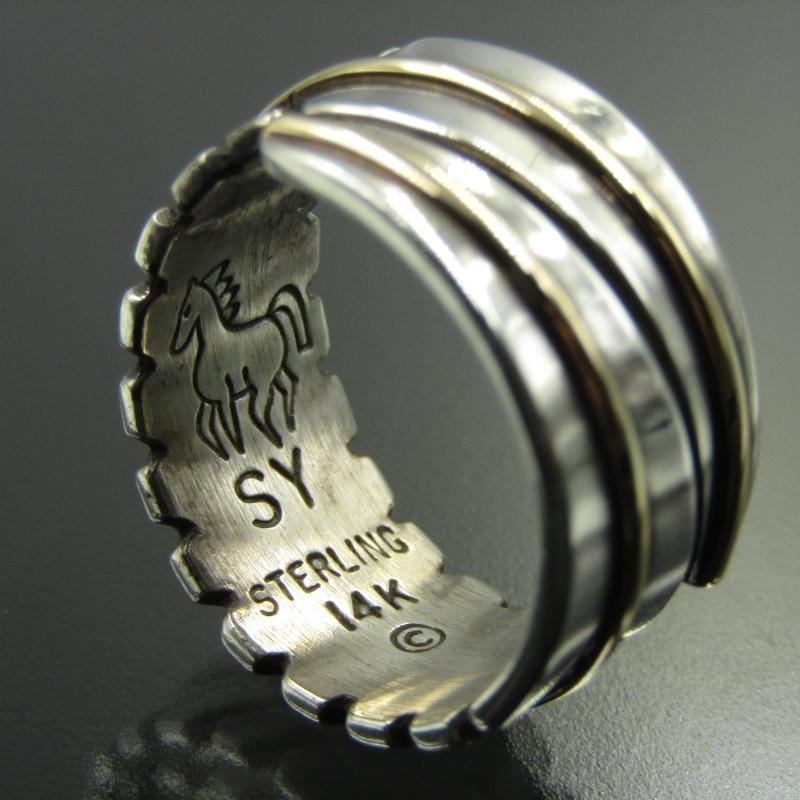 Steve Yellowhorse ナバホ族 リング フェザー 14K スティーブ Steve Yellowhorse ナバホ族 リング フェザー 14K スティーブ