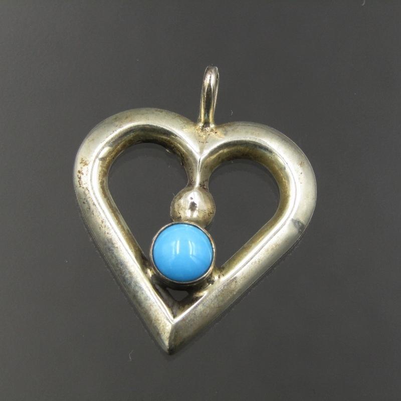 Navajo ナバホ族 ペンダント ハート ターコイズ E刻印 ナバホ