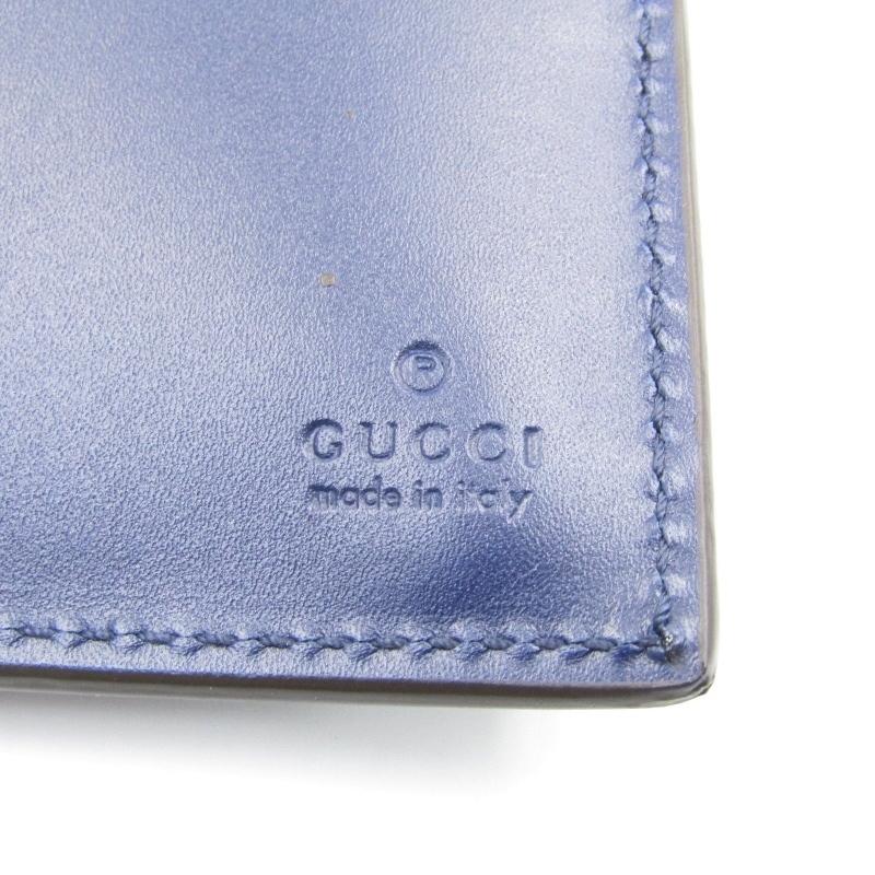 GUCCI グッチ　ネイビー 二つ折り財布　ゴースト　レザー　財布　ご銭入れ GUCCI グッチネイビー 二つ折り財布ゴーストレザー財布ご銭入れ