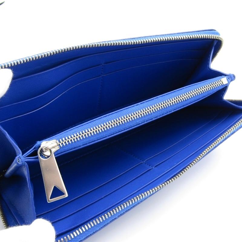 ボッテガヴェネタ デボス イントレチャート ブルー 二つ折り長財布