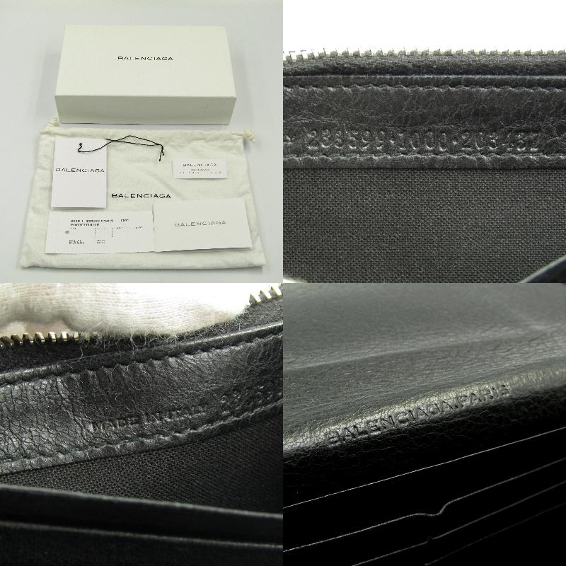 BALENCIAGA ブラック 長財布 BALENCIAGA バレンシアガ 財布 ZIP長財布 ブラック カーフ