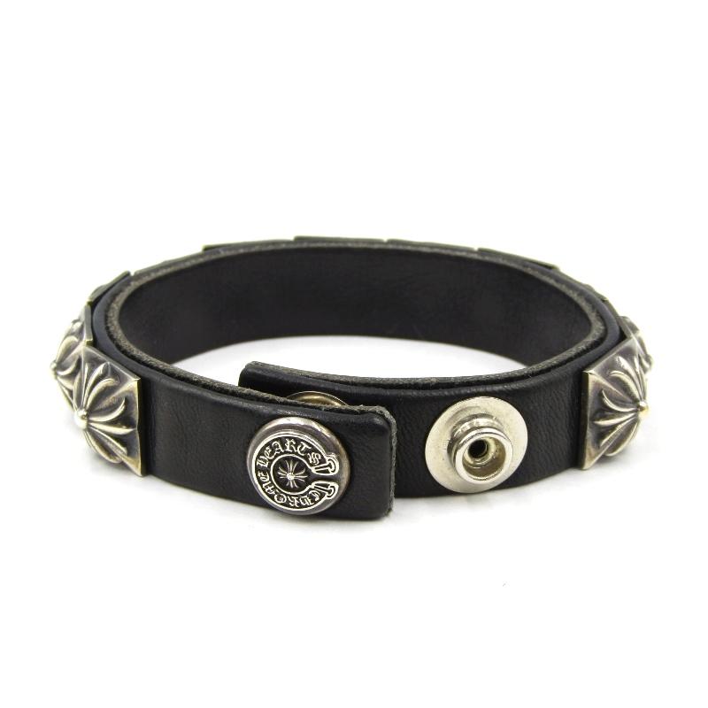 クロムハーツ シングル ピラミッドスタッズ レザー ブレスレット CHROME HEARTS 良品 Chrome Hearts クロムハーツ ゼロピラミッド