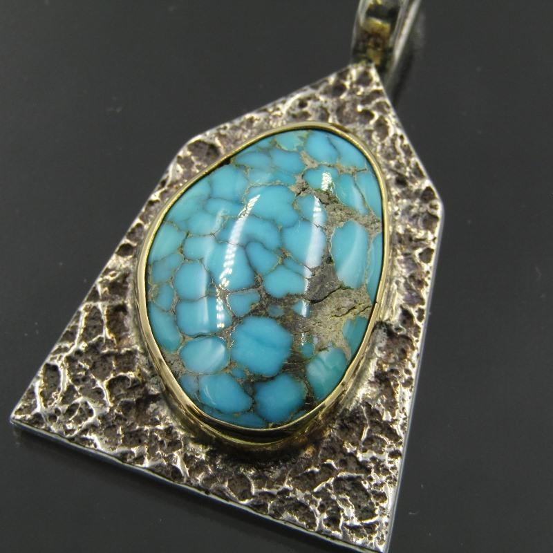 良品 Aaron Anderson ナバホ族 ペンダント ターコイズ K18 アーロン