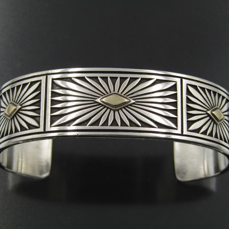 Howard Nelson ナバホ族 バングル サンバースト 14K 3P ハワード