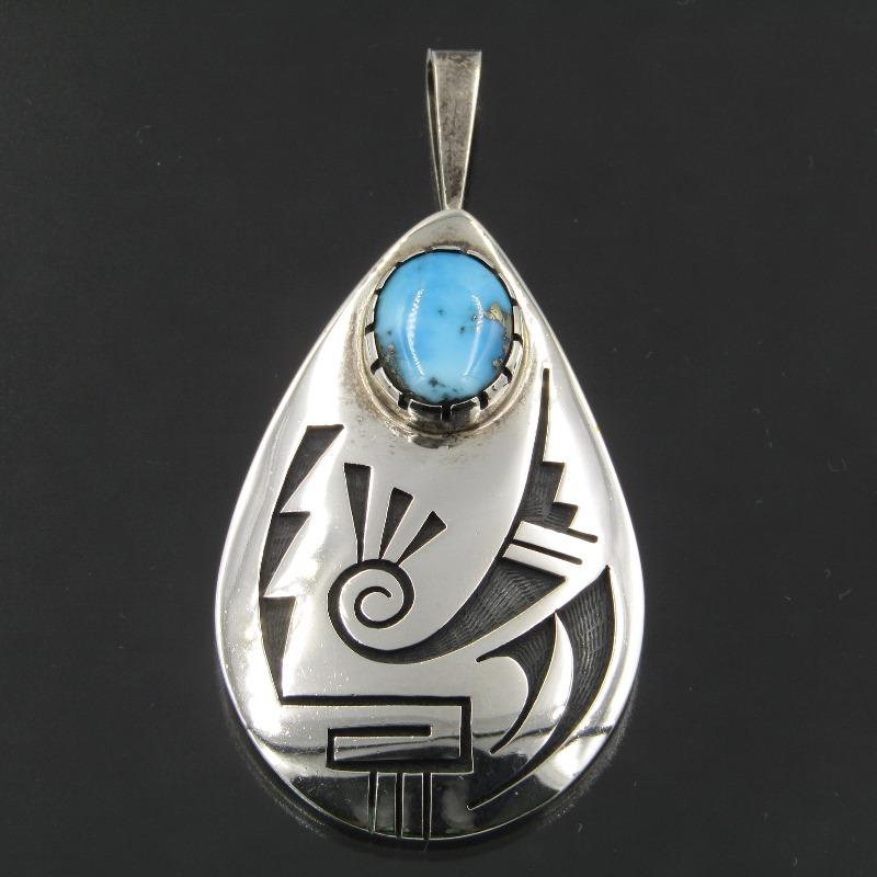 Philbert Poseyesva ホピ族 ペンダント ターコイズ オーバーレイ