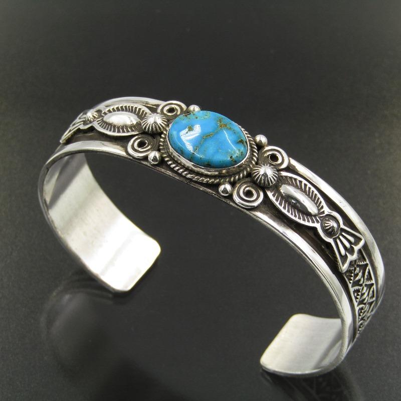 ナバホ　ダレルキャドマン　ターコイズ　バングル 美品 Darrell Cadman ナバホ族 バングル ターコイズ スタンプ