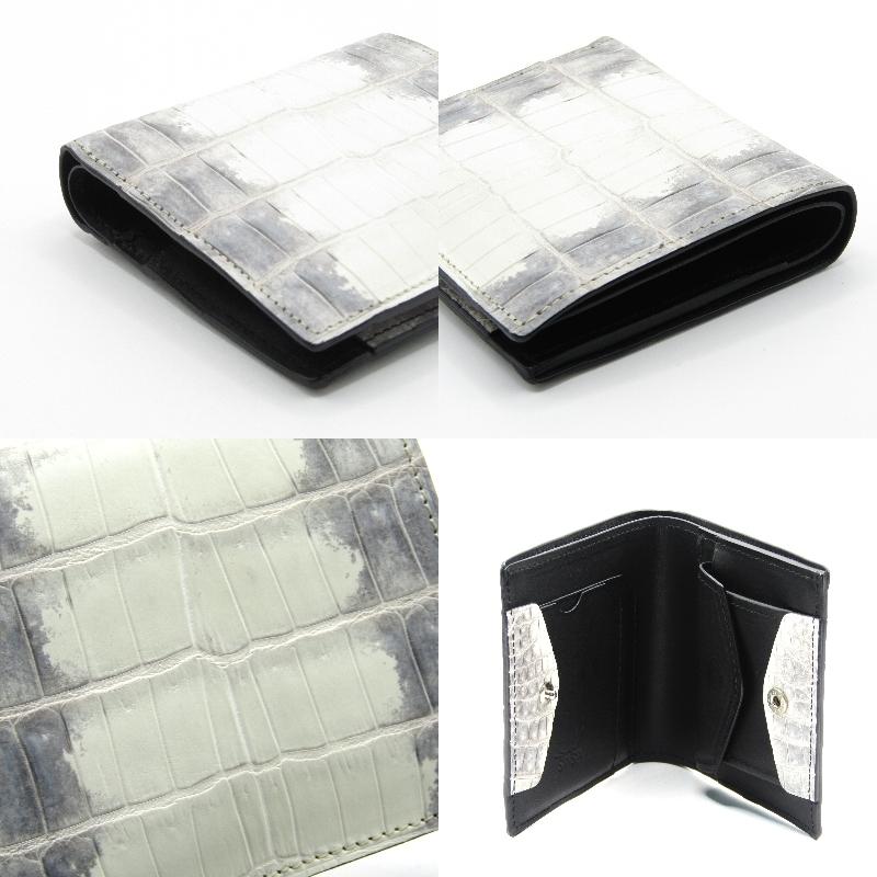 美品 SENNYU 新進工房 二つ折り財布 ヒマラヤクロコ クロコダイル 本革