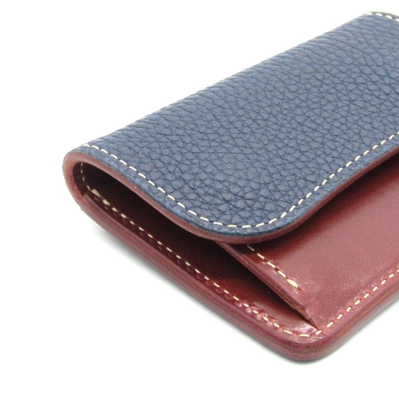 美品 WILDSWANS ワイルドスワンズ 小銭入れ シュランケンカーフ/サドルプルアップ TONGUE 別注 タング ブルー/バーガンディ   80007328 WILDSWANS（ワイルドスワンズ） 美品 小銭入れ シュランケンカーフ