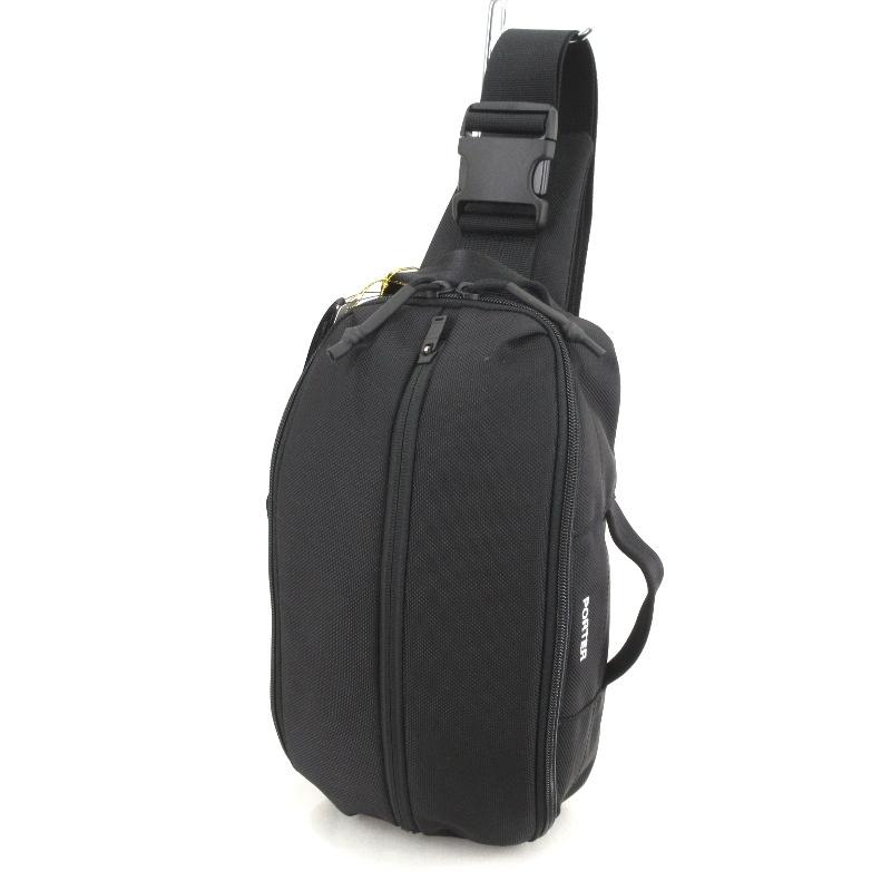 未使用 PORTER ポーター ウエストバッグ UPSIDE 53217903 2WAY SLING SHOULDER BAG バリスティックナイロン 日本製 ブラック バッグ 中古