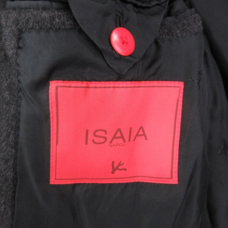 ◎ISAIA イザイア　シルク100%　ステンカラーコート　赤　50　XL 中古】イザイア ISAIA ウール チェック チェスターフィールド