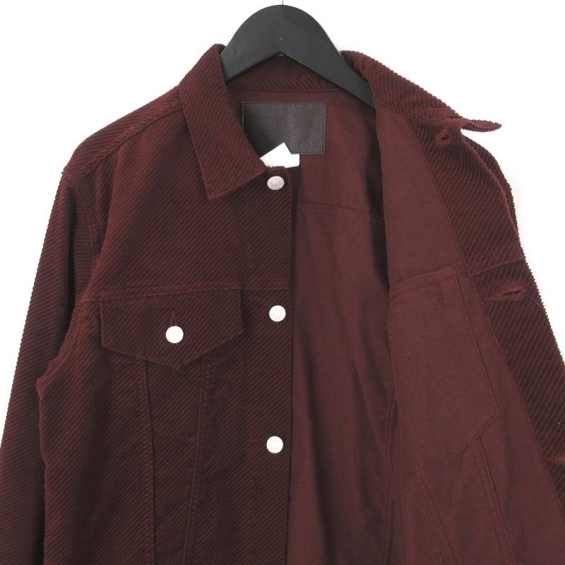 Calee コーデュロイ スタジャン バーガンディ L ジャケット