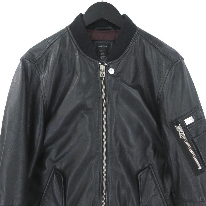 DIESEL ディーゼル MA-1 羊革 レザージャケット リブ 中綿 DIESEL ディーゼル MA-1 羊革 レザージャケット リブ 中綿