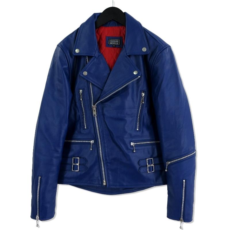 良品 HORN WORKS ホーンワークス ダブルライダースジャケット 牛革