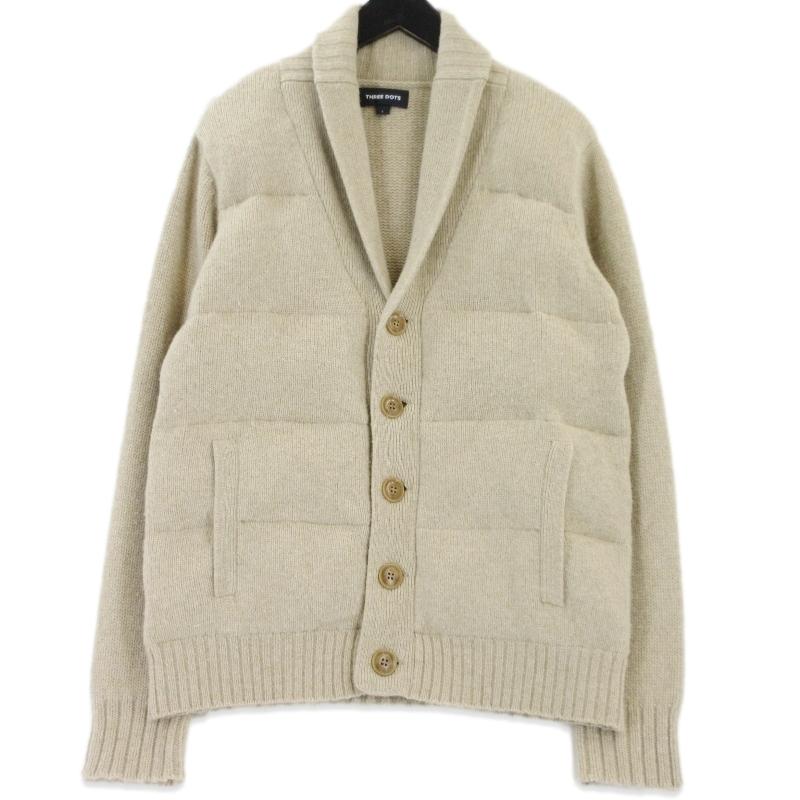 three dots ウールカシミヤ ダウン入り ショールカラー カーディガン THREE DOTS スリードッツ ショールカラー ダウンカーディガン KENNY