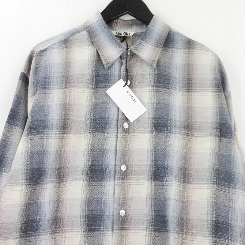 美品 AURALEE オーラリー SUPER LIGHT WOOL CHECK SHIRT A24AS01LC