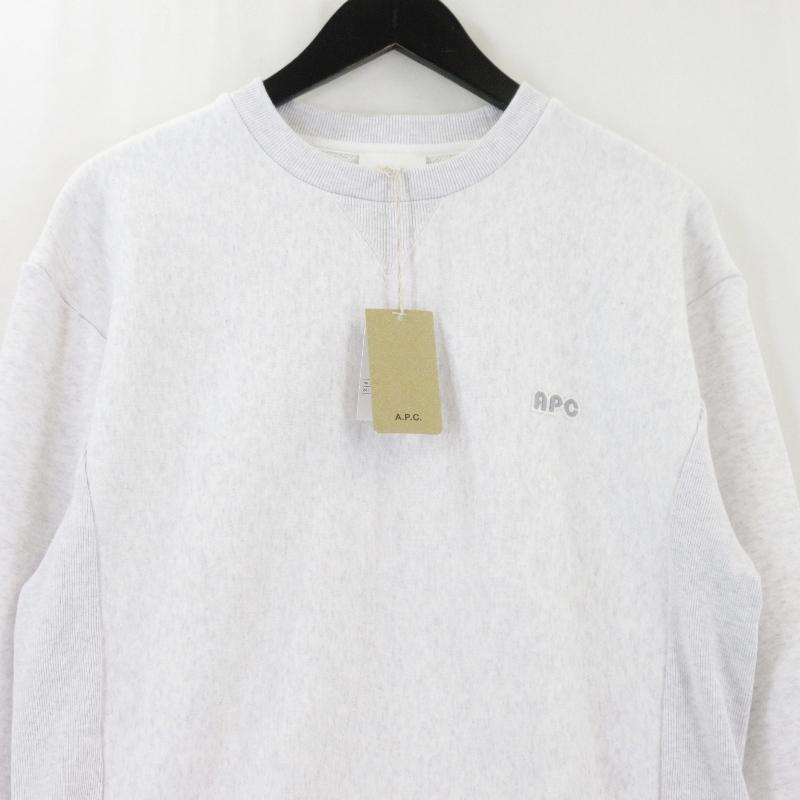 未使用 A.P.C. アーペーセー スウェットシャツ SWEAT 406PATCH H クルーネック 裏毛 ロゴ刺繍 ライトグレー XS  99000514 未使用 A.P.C. アーペーセー スウェットシャツ SWEAT 406PATCH H
