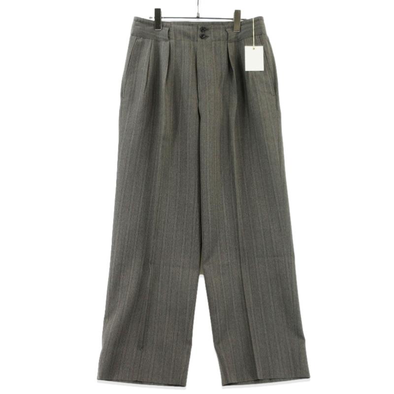 未使用 ULTERIOR アルテリア MELANGE HERRINGBONE STRIPE TUCKED TROUSERS UPT67-KC207-B スラックスパンツ DUSTY GREY 4  99000587 未使用 ULTERIOR アルテリア MELANGE HERRINGBONE STRIPE TUCKED