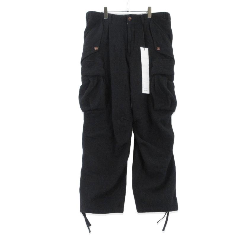 未使用 KHOKI コッキ Military-detail wool pants 25fw-p-06 ウール ミリタリーパンツ カーゴパンツ  ブラック 黒 2  99000997 未使用 KHOKI コッキ Military-detail wool pants 25fw-p-06 ウール