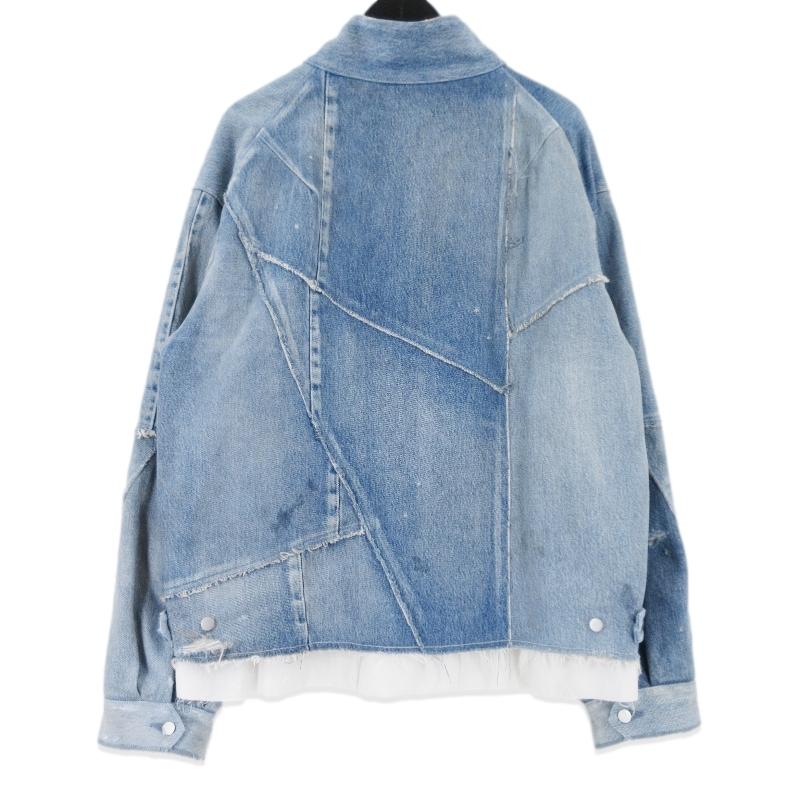 ANCELLM アンセルム DENIM PATCHWORK BLOUSON ANC-JK08-EX02 再構築 パッチワーク ヴィンテージ加工 ブルー 表記無し  99001007 ANCELLM アンセルム DENIM PATCHWORK BLOUSON ANC-JK08-EX02 再構築
