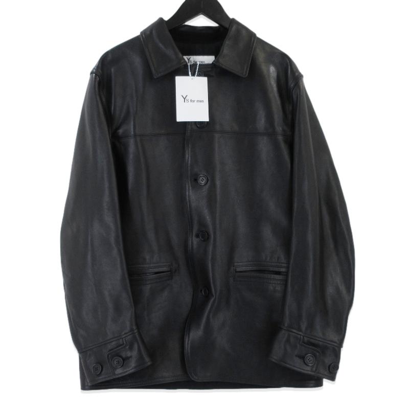 未使用 MASSES × Y's for men マシス LEATHER CAR COAT ML-C90-706 ワイズフォーメン レザーカーコート ブラック 黒 3  99001109 未使用 MASSES × Y's for men マシス LEATHER CAR COAT ML-C90-706