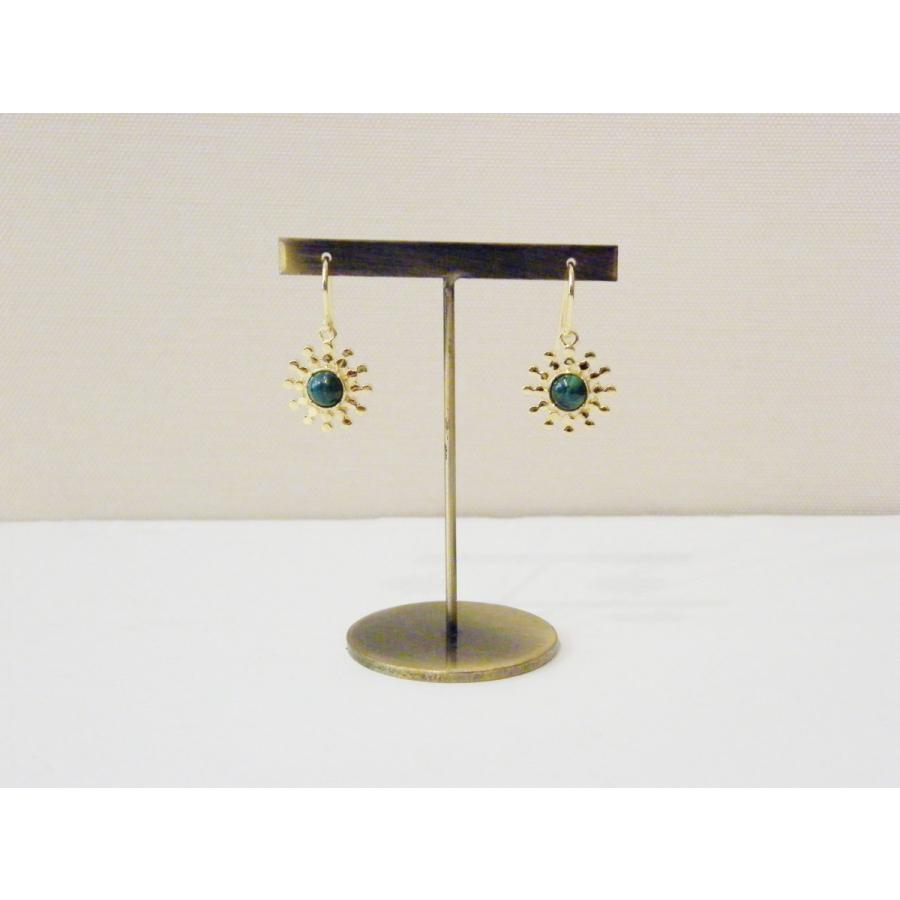 AZUNI アズニ マラカイト付きゴールドフックピアス レディース