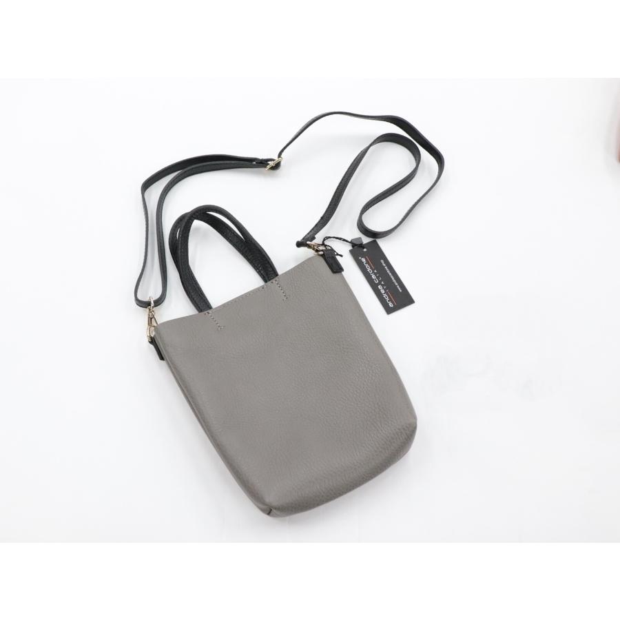 ANDREA CARDONE イタリア製レザーミニバッグ レディース ショルダーバッグ グレー 本革 ハンドバッグ bag スマホショルダー 新品 | andrea cardone
