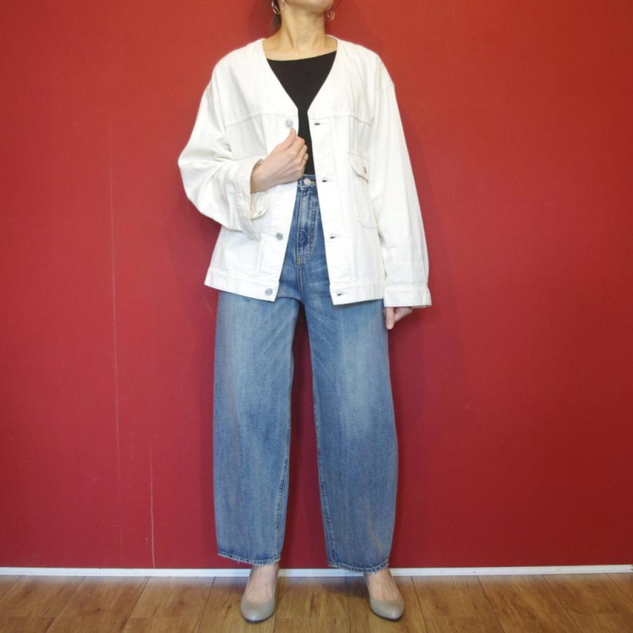 cafuneノーカラーデニムジャケット Cafune（カフネ） カラーレスデニムジャケット Gジャン ノーカラー V
