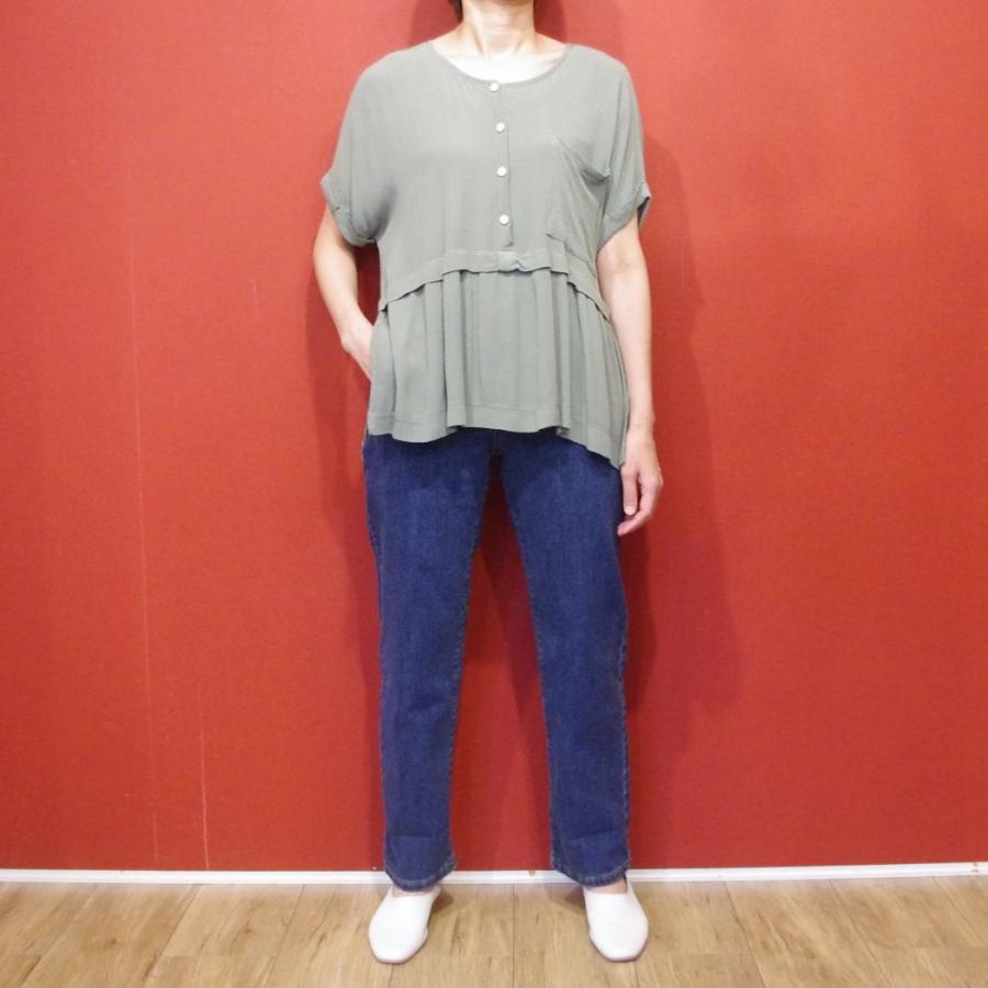 50%OFF イタリア製ペプラム半袖プルオーバートップス ブラウス シャツ  