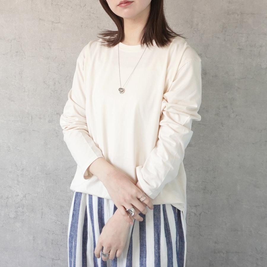 天竺ラウンドヘムTシャツ カットソー レディース アイボリー ホワイト