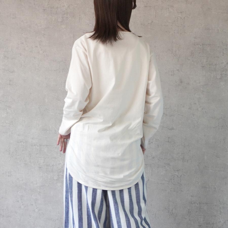 天竺ラウンドヘムTシャツ カットソー レディース アイボリー ホワイト