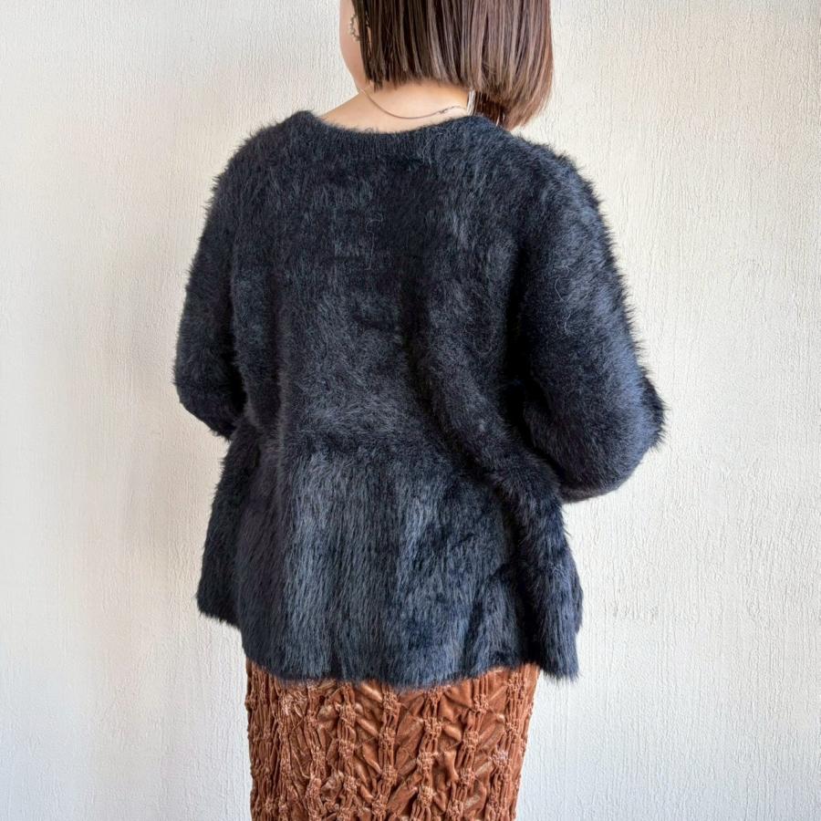 ZAMPAザンパ フェザーヤーンペプラムニット セーター レディース 丸首 クルーネック 長袖 ブラック 黒 大人 おしゃれ 新品 | ZAMPA | 02