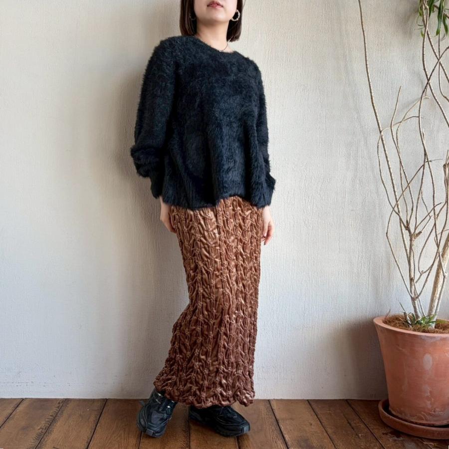 ZAMPAザンパ フェザーヤーンペプラムニット セーター レディース 丸首 クルーネック 長袖 ブラック 黒 大人 おしゃれ 新品 | ZAMPA | 03