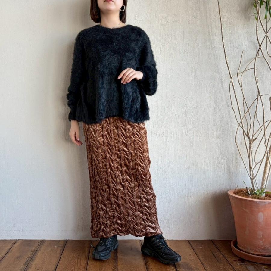 ZAMPAザンパ フェザーヤーンペプラムニット セーター レディース 丸首 クルーネック 長袖 ブラック 黒 大人 おしゃれ 新品 | ZAMPA | 04