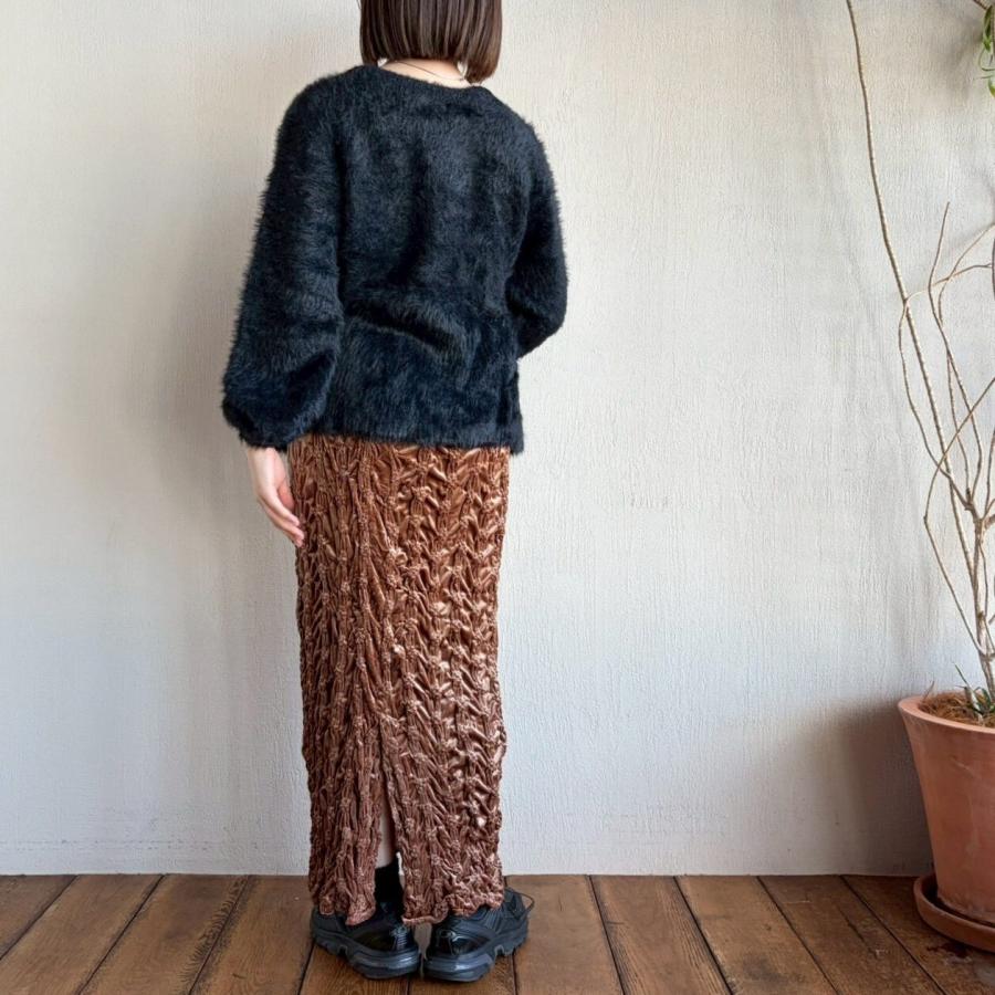 ZAMPAザンパ フェザーヤーンペプラムニット セーター レディース 丸首 クルーネック 長袖 ブラック 黒 大人 おしゃれ 新品 | ZAMPA | 05