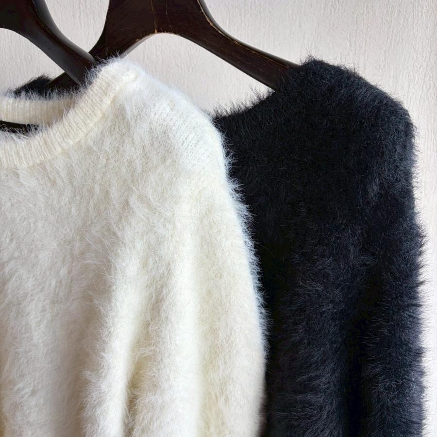 ZAMPAザンパ フェザーヤーンペプラムニット セーター レディース 丸首 クルーネック 長袖 ブラック 黒 大人 おしゃれ 新品 | ZAMPA | 07